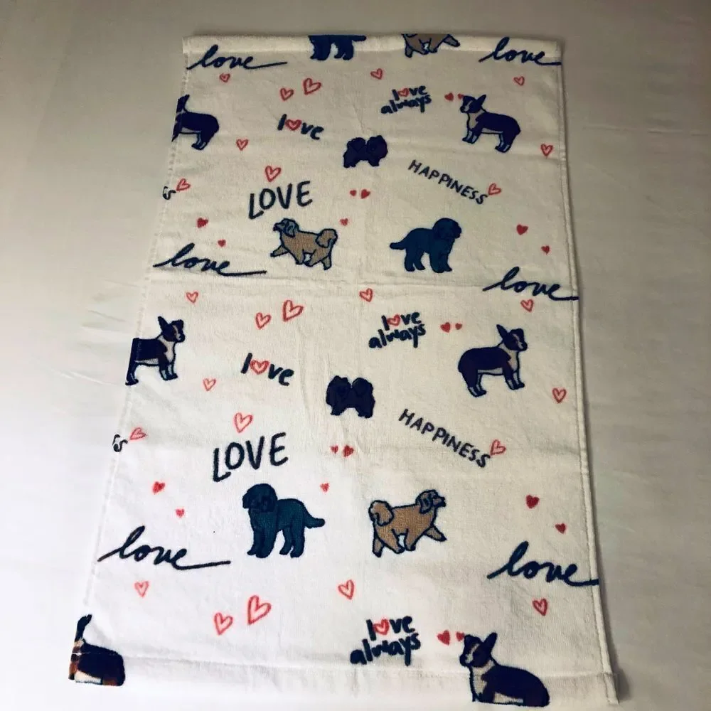 Puppy Love Dog Hearts Whimsical Hand Towel